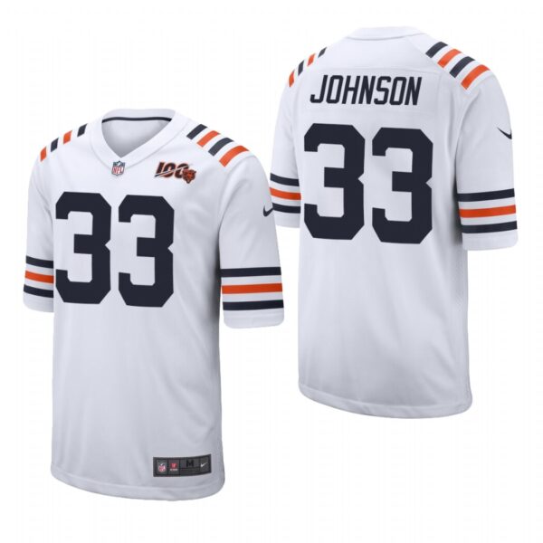 Men’s Chicago Bears #33 Jaylon Johnson White Classic Jersey 2020 NFL Draft