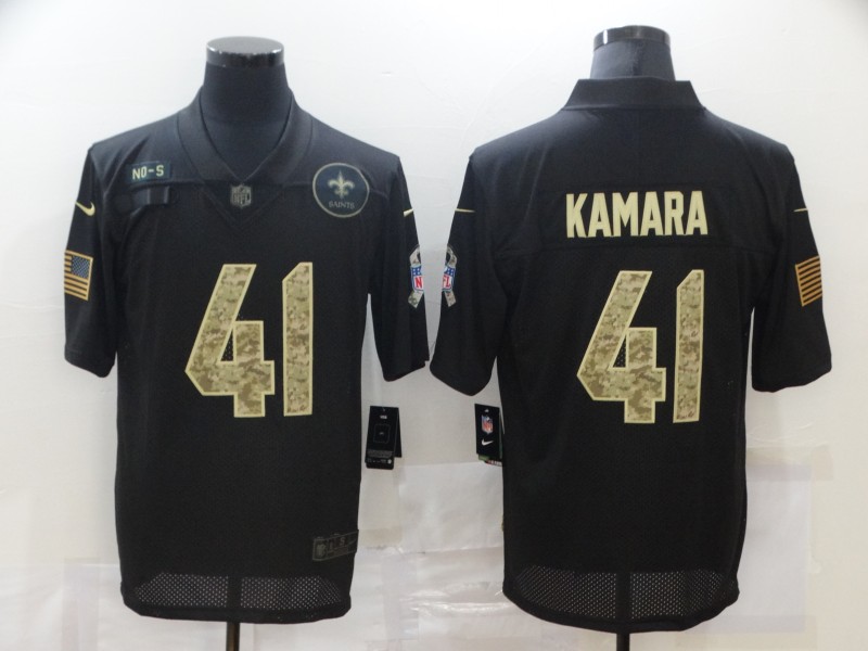 Men’s New Orleans Saints #41 Alvin Kamara Black Camo 2020 Salute To Service Stitched NFL Nike Limited Jersey