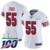 Nike 49ers #55 Dee Ford White Super Bowl LIV 2020 Rush Women’s Stitched NFL Limited 100th Season Jersey