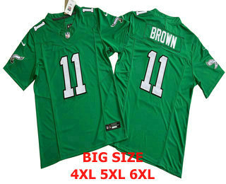 Men’s Philadelphia Eagles #11 AJ Brown Kelly Green FUSE Vapor Limited Throwback Jersey