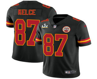 Men’s Kansas City Chiefs #87 Travis Kelce Black 2021 Super Bowl LV Vapor Untouchable Stitched Nike Limited NFL Jersey