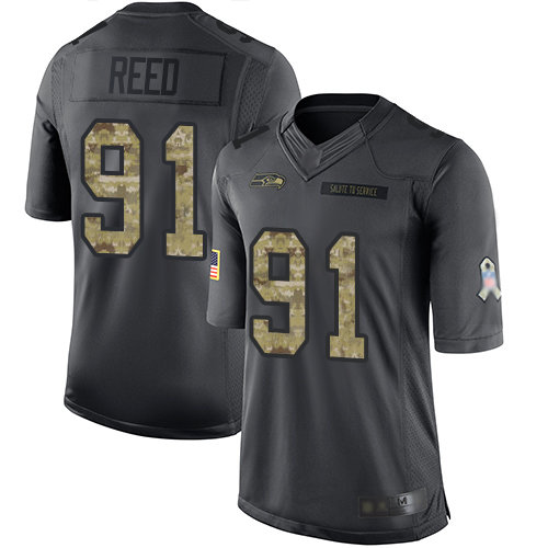 Seahawks #91 Jarran Reed Black Men’s Stitched Football Limited 2016 Salute to Service Jersey