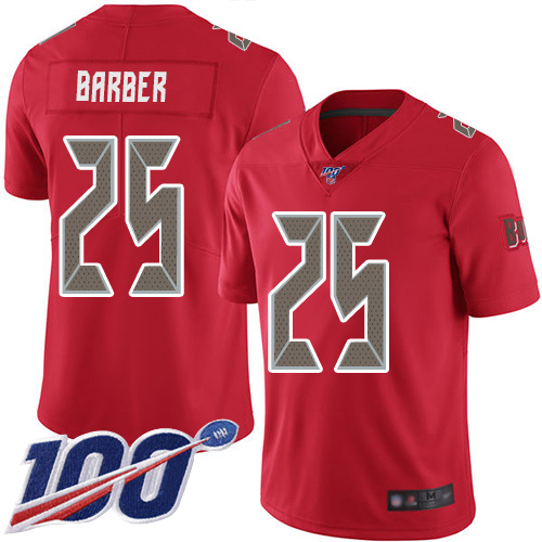 Nike Buccaneers #25 Peyton Barber Red Men’s Stitched NFL Limited Rush 100th Season Jersey