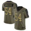 Men’s Olive New England Patriots #54 Tedy Bruschi 2021 Camo Salute To Service Limited Stitched Jersey