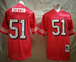 Men’s San Francisco 49ers #51 Ken Norton Jr. Red Throwback Mitchell & Ness Jersey