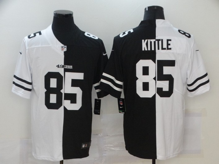 Men’s San Francisco 49ers #85 George Kittle White Black Peaceful Coexisting 2020 Vapor Untouchable Stitched NFL Nike Limited Jersey