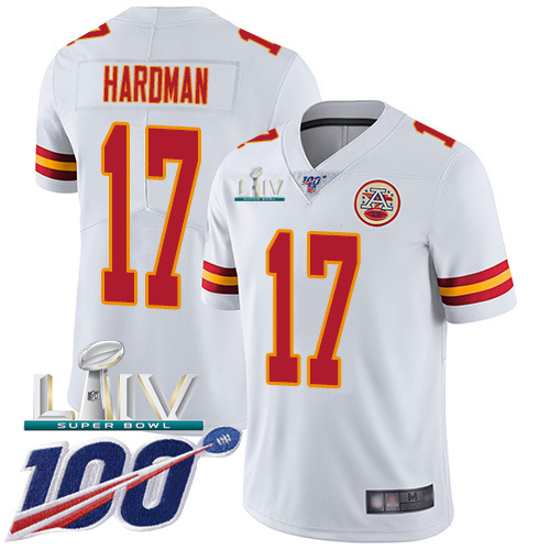 Nike Chiefs #17 Mecole Hardman White Super Bowl LIV 2020 Men’s Stitched NFL 100th Season Vapor Untouchable Limited Jersey