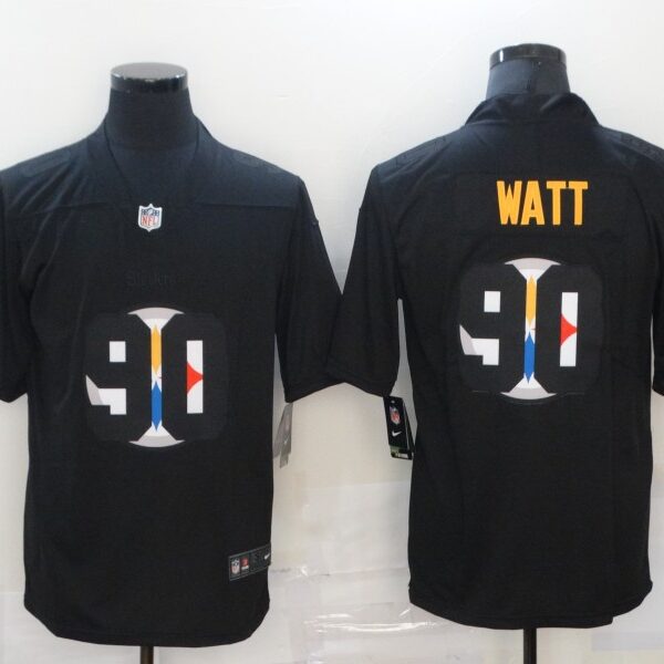 Men’s Pittsburgh Steelers #90 T. J. Watt Black 2020 Shadow Logo Vapor Untouchable Stitched NFL Nike Limited Jersey