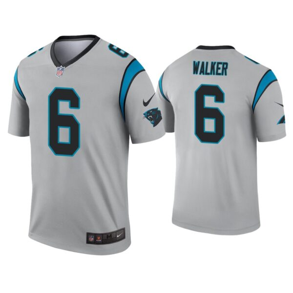 Men’s Carolina Panthers #6 P.J. Walker Silver Inverted Legend Nike Jersey