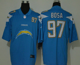 Men’s Los Angeles Chargers #97 Joey Bosa Light Blue 2020 Big Logo Number Vapor Untouchable Stitched NFL Nike Fashion Limited Jersey