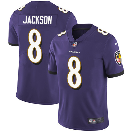 Size XXXXL Nike Baltimore Ravens #8 Lamar Jackson Purple Team Color Men’s Stitched NFL Vapor Untouchable Limited Jersey