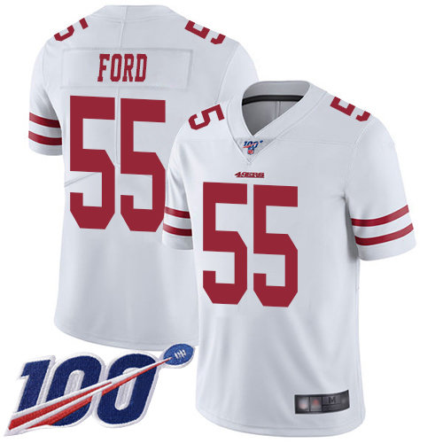Nike 49ers #55 Dee Ford White Men’s Stitched NFL 100th Season Vapor Limited Jersey
