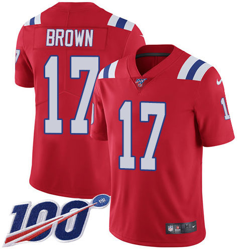 Nike Patriots #17 Antonio Brown Red Alternate Men’s Stitched NFL 100th Season Vapor Limited Jersey