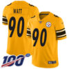 Nike Steelers #90 T. J. Watt Gold Men’s Stitched NFL Limited Inverted Legend 100th Season Jersey