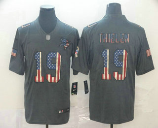Men’s Minnesota Vikings #19 Adam Thielen 2019 Black Salute To Service USA Flag Fashion Limited Jersey