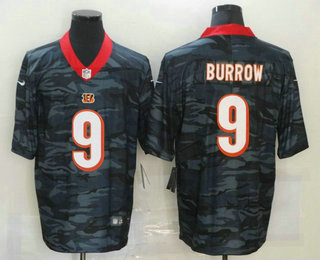 Men’s Cincinnati Bengals #9 Joe Burrow 2020 Camo Limited Stitched Nike NFL Jersey