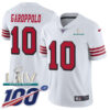 Nike 49ers #10 Jimmy Garoppolo White Super Bowl LIV 2020 Rush Men’s Stitched NFL Limited 100th Season Jersey