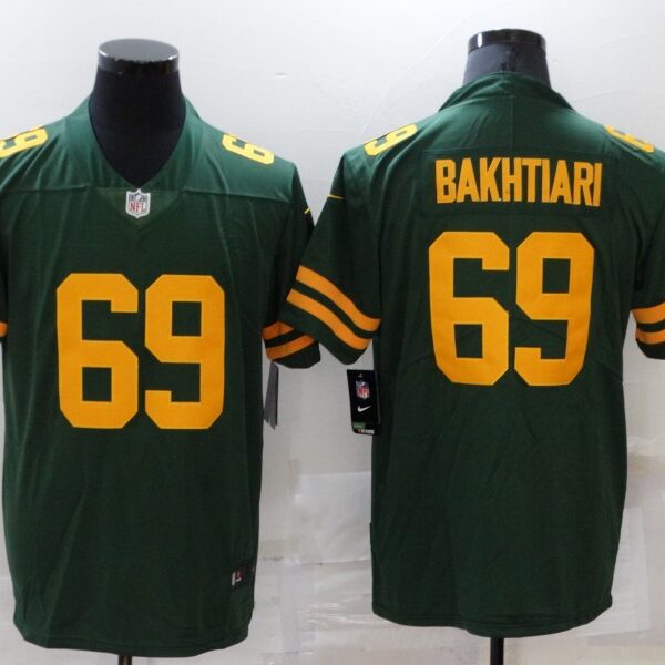 Men’s Green Bay Packers #69 David Bakhtiari Green Yellow 2021 Vapor Untouchable Stitched NFL Nike Limited Jersey