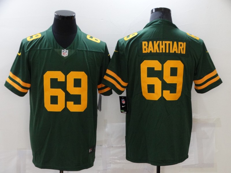 Men’s Green Bay Packers #69 David Bakhtiari Green Yellow 2021 Vapor Untouchable Stitched NFL Nike Limited Jersey