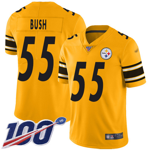 Nike Steelers #55 Devin Bush Gold Men’s Stitched NFL Limited Inverted Legend 100th Season Jersey