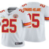 Men’s Kansas City Chiefs #25 Clyde Edwards-Helaire White 2021 Super Bowl LV Limited Stitched NFL Jersey