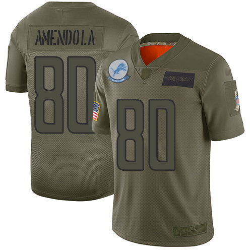 Nike Lions #80 Danny Amendola Camo Men’s Stitched NFL Limited 2019 Salute To Service Jersey