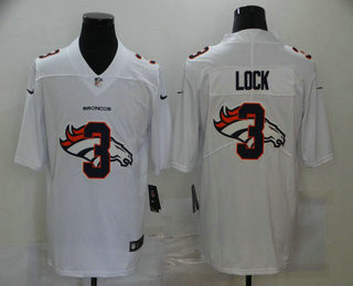 Men’s Denver Broncos #3 Drew Lock White 2020 Shadow Logo Vapor Untouchable Stitched NFL Nike Limited Jersey