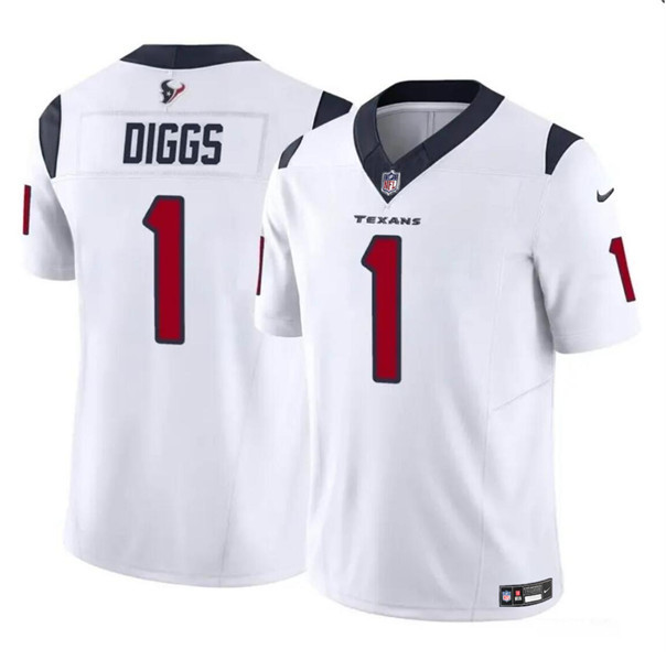 Men’s Houston Texans #1 Stefon Diggs White 2024 F.U.S.E Vapor Untouchable Limited Football Stitched Jersey