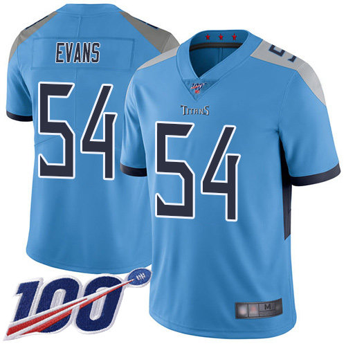 Nike Titans #54 Rashaan Evans Light Blue Alternate Men’s Stitched NFL 100th Season Vapor Limited Jersey