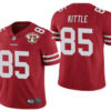 Men’s San Francisco 49ers #85 George Kittle Red 75th Anniversary Patch 2021 Vapor Untouchable Stitched Nike Limited Jersey