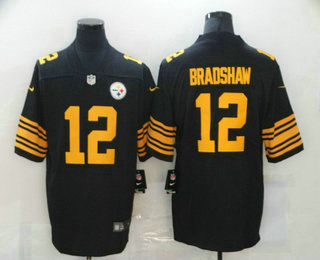 Men’s Pittsburgh Steelers #12 Terry Bradshaw Black 2016 Color Rush Stitched NFL Nike Limited Jersey