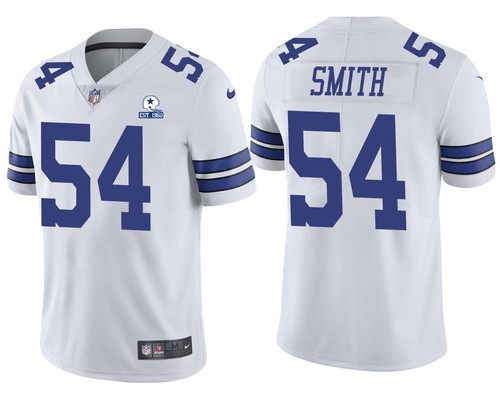 Men’s Dallas Cowboys #54 Jaylon Smith 60th Anniversary White Vapor Untouchable Stitched NFL Nike Limited Jersey