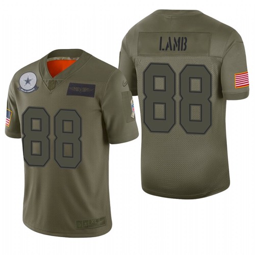Men’s Dallas Cowboys #88 CeeDee Lamb Olive Camo 2019 Salute To Service Stitched NFL Nike Limited Jersey