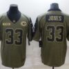 Men’s Green Bay Packers #33 Aaron Jones 2021 Olive Salute To Service Limited Stitched Jersey