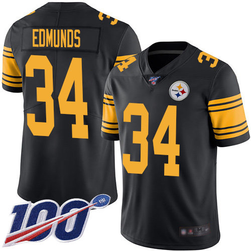 Nike Steelers #34 Terrell Edmunds Black Men’s Stitched NFL Limited Rush 100th Season Jersey