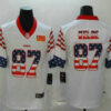 Men’s Kansas City Chiefs #87 Travis Kelce White Independence Day Stars & Stripes Jersey