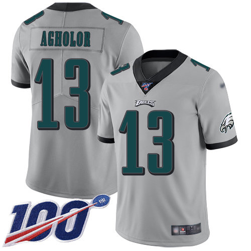 Nike Eagles #13 Nelson Agholor Silver Men’s Stitched NFL Limited Inverted Legend 100th Season Jersey