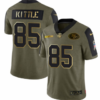 Men’s Olive San Francisco 49ers #85 George Kittle 2021 Camo Salute To Service Golden Limited Stitched Jersey