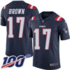 Nike Patriots #17 Antonio Brown Navy Blue Men’s Stitched NFL Limited Rush 100th Season Jersey