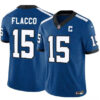 Men’s Indianapolis Colts #15 Joe Flacco Blue 2024 F.U.S.E. Throwback Vapor Limited Football Stitched Jersey