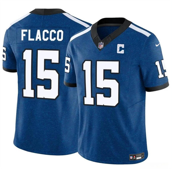 Men’s Indianapolis Colts #15 Joe Flacco Blue 2024 F.U.S.E. Throwback Vapor Limited Football Stitched Jersey
