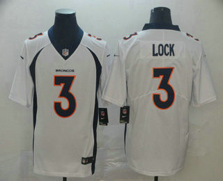 Men’s Denver Broncos #3 Drew Lock White 2017 Vapor Untouchable Stitched NFL Nike Limited Jersey
