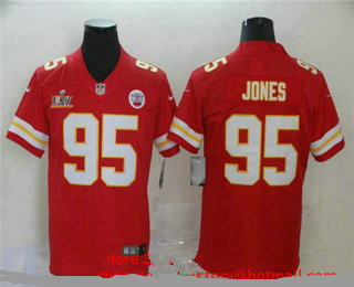Men’s Kansas City Chiefs #95 Chris Jones Red 2021 Super Bowl LV Vapor Untouchable Stitched Nike Limited NFL Jersey