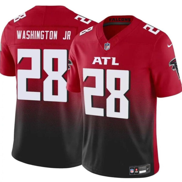 Men’s Atlanta Falcons #28 Carlos Washington Jr Red Black 2024 F.U.S.E Vapor Untouchable Limited Football Stitched Jersey