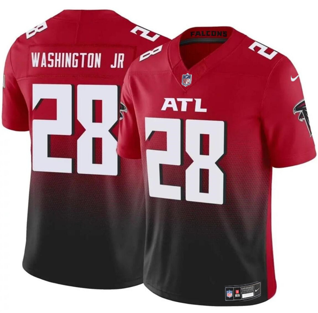 Men’s Atlanta Falcons #28 Carlos Washington Jr Red Black 2024 F.U.S.E Vapor Untouchable Limited Football Stitched Jersey