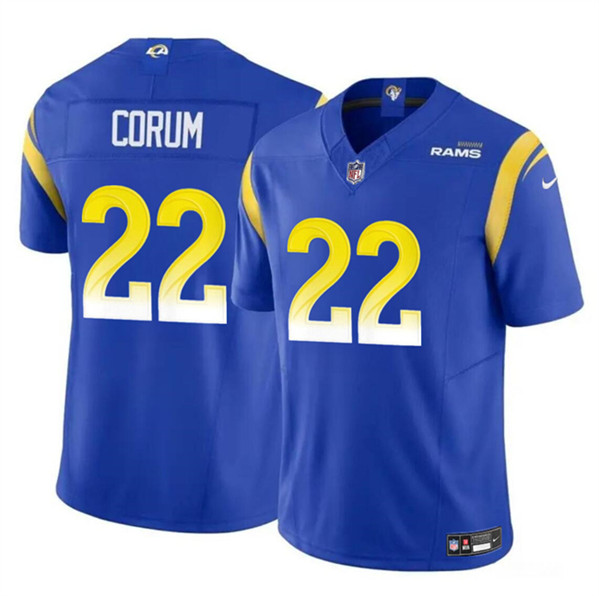 Men’s Los Angeles Rams #22 Blake Corum Blue 2024 Draft F.U.S.E. Vapor Untouchable Football Stitched Jersey