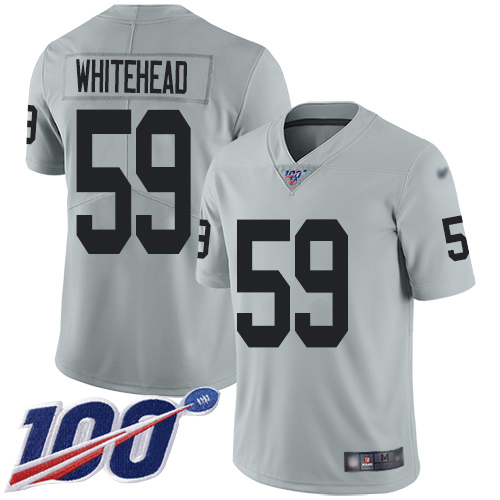 Nike Raiders #59 Tahir Whitehead Silver Men’s Stitched NFL Limited Inverted Legend 100th Season Jersey