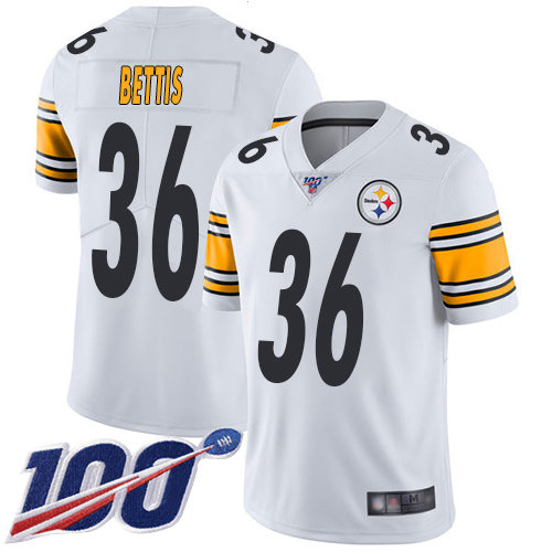 Nike Steelers #36 Jerome Bettis White Men’s Stitched NFL 100th Season Vapor Limited Jersey