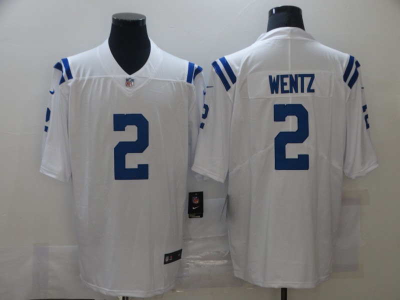 Men’s Indianapolis Colts #2 Carson Wentz White 2021 Vapor Untouchable Stitched NFL Nike Limited Jersey