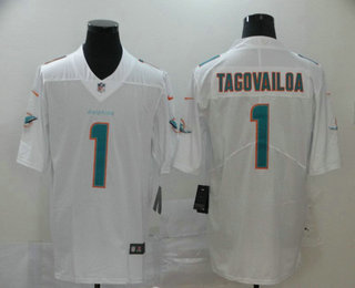 Men’s Miami Dolphins #1 Tua Tagovailoa White 2020 Vapor Untouchable Stitched NFL Nike Limited Jersey